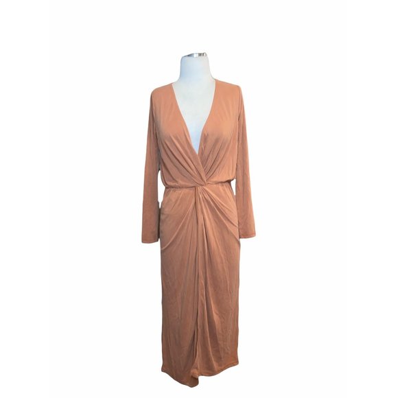 L'Academie The Judy Midi Dress in Terracotta X-Small New AS-IS women’s neutral - Picture 4 of 9
